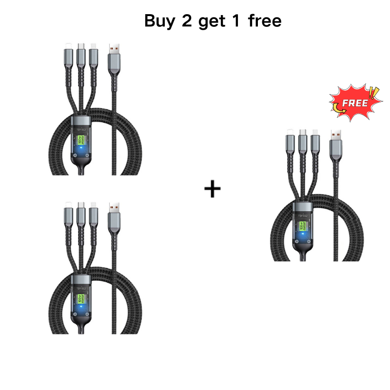 Buy 2 Get 10% Off-Transparent Luminous Super Fast Charging 3-in-1 Data Cable