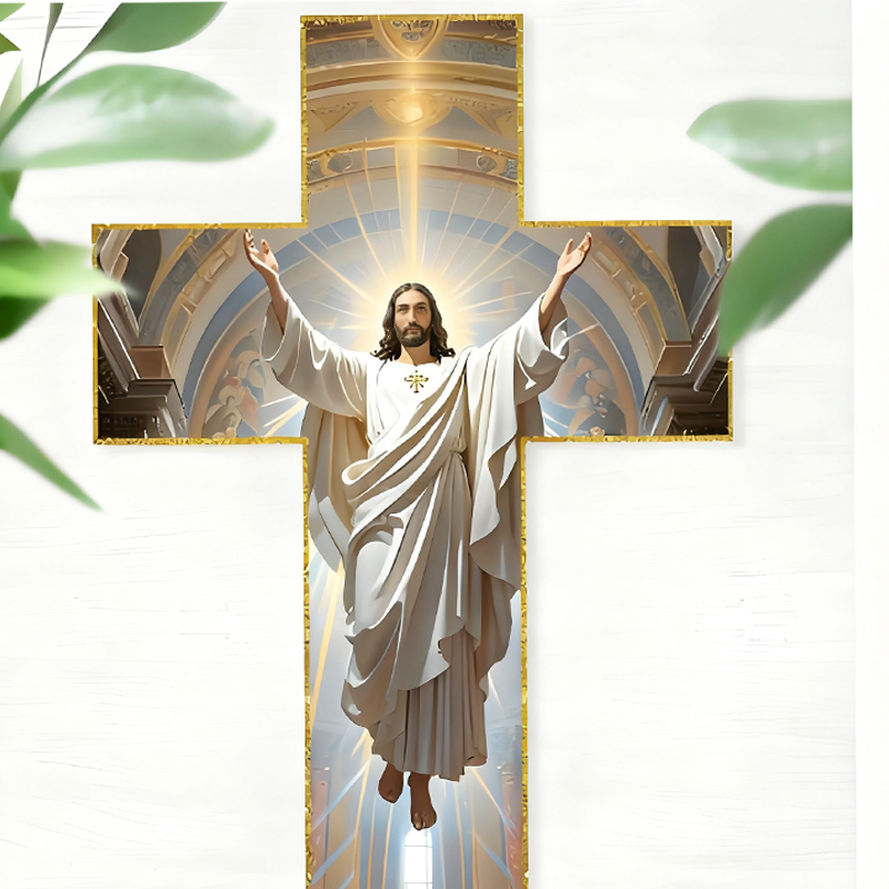 ✝️  ✨ Retro Jesus Christ Wall Cross Decor - Vintage Wooden Design with Faith Symbolism for Spiritual Home Accent 🌟🕊️YUNPSOTM.