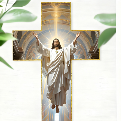 ✝️  ✨ Retro Jesus Christ Wall Cross Decor - Vintage Wooden Design with Faith Symbolism for Spiritual Home Accent 🌟🕊️YUNPSOTM.