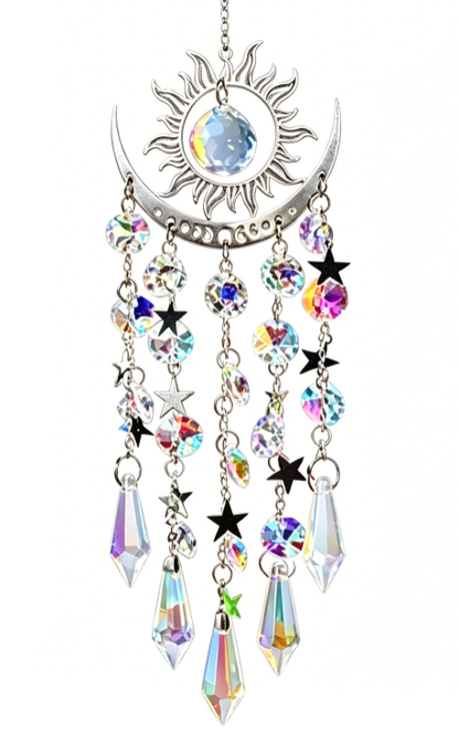 ✨Flame Moon AB Color Crystal Pointed Bead Wind Chime Sun Catcher Pendant, ☀️ Una Colección para Llenar tu Vida de Luz✨