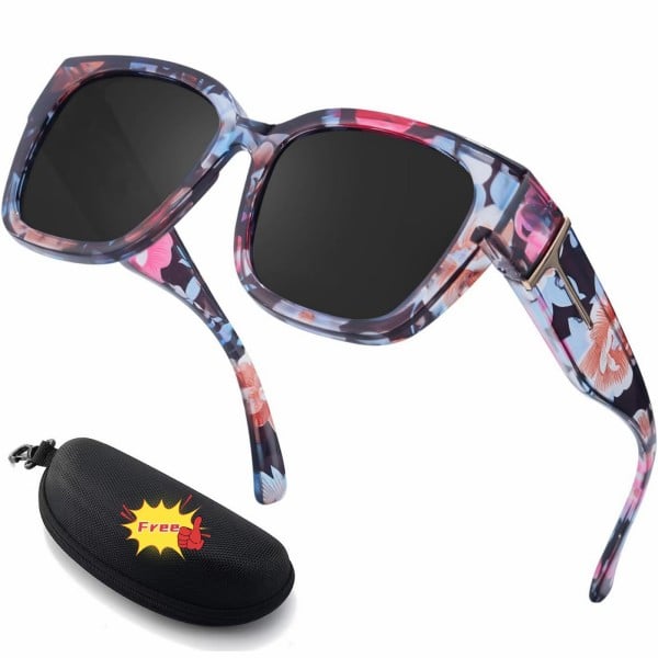 🕶️ Polarized Fit Over Sunglasses for Women – UV400 Protection Floral Frame Wear Over Prescription Glasses.