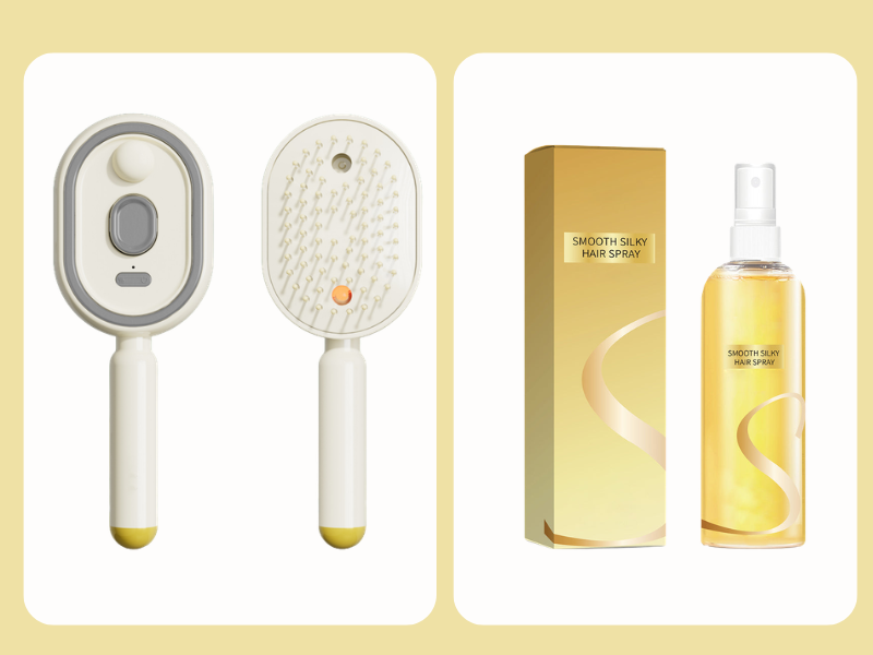 Hair Brush+Hair care essential oil spray👍