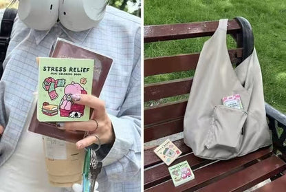 🎨 Mini Coloring Book – Stress Relief, Food & Drink & Comfy Patterns.