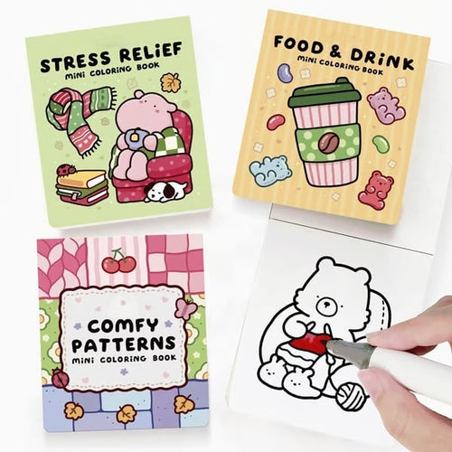 🎨 Mini Coloring Book – Stress Relief, Food & Drink & Comfy Patterns.
