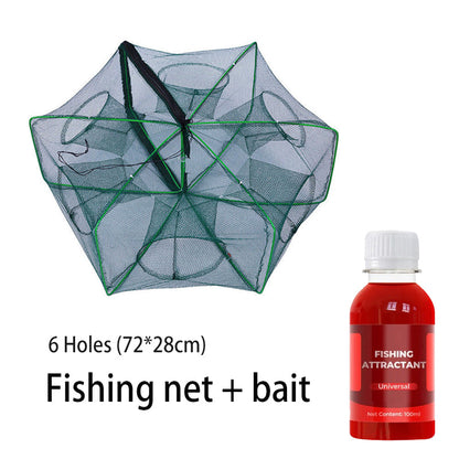 Catch More Fish Effortlessly – Auto-Foldable Multi-Hole Fishing Trap Net