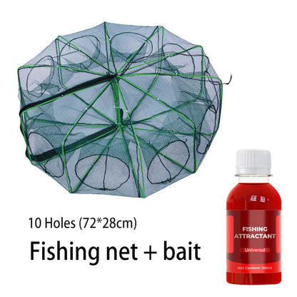 Catch More Fish Effortlessly – Auto-Foldable Multi-Hole Fishing Trap Net