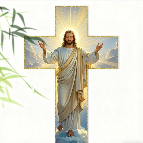 ✝️  ✨ Retro Jesus Christ Wall Cross Decor - Vintage Wooden Design with Faith Symbolism for Spiritual Home Accent 🌟🕊️YUNPSOTM.