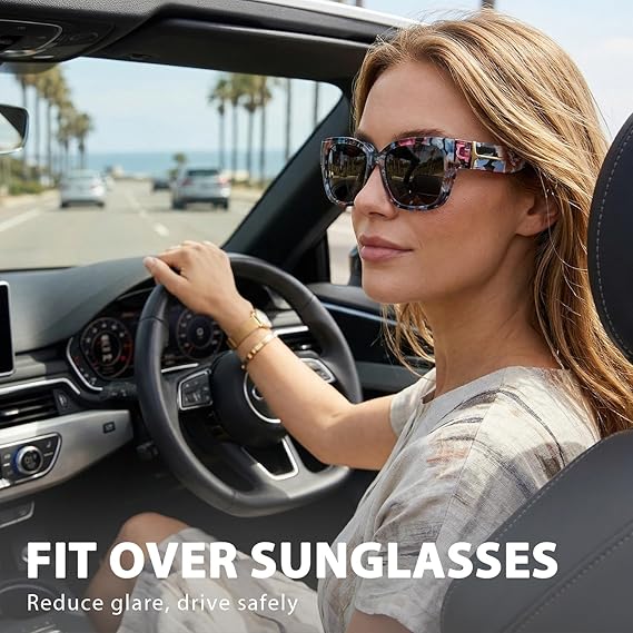 🕶️ Polarized Fit Over Sunglasses for Women – UV400 Protection Floral Frame Wear Over Prescription Glasses.