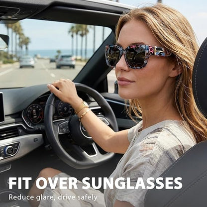 🕶️ Polarized Fit Over Sunglasses for Women – UV400 Protection Floral Frame Wear Over Prescription Glasses.