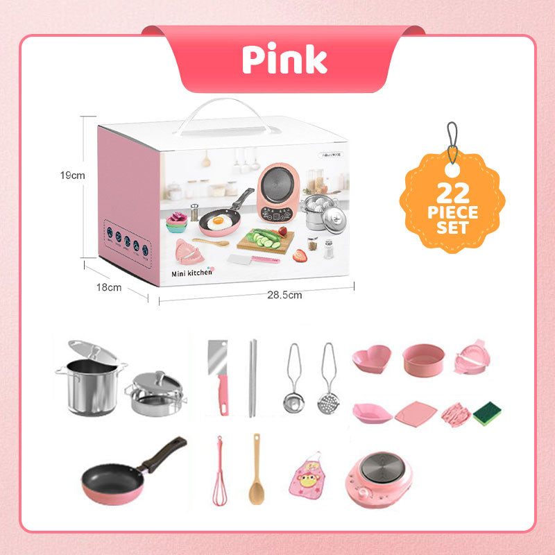 🎁🍳ROSOPLTM Children's Real Cooking Mini Kitchen Toys - 22 PCS Set.
