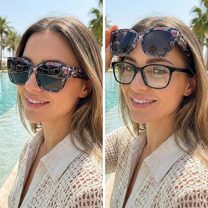 🕶️ Polarized Fit Over Sunglasses for Women – UV400 Protection Floral Frame Wear Over Prescription Glasses.