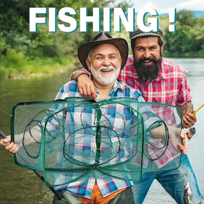 Catch More Fish Effortlessly – Auto-Foldable Multi-Hole Fishing Trap Net