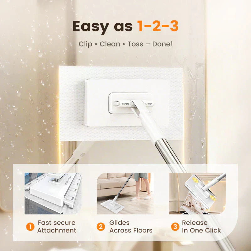 🔥Hot Sale 50% OFF🔥ROSOPLTM Flat Mop with Stainless Steel Handle, come with Reusable Washable Mop Cloths🏆.
