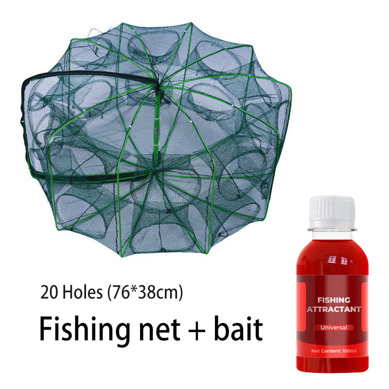 Catch More Fish Effortlessly – Auto-Foldable Multi-Hole Fishing Trap Net