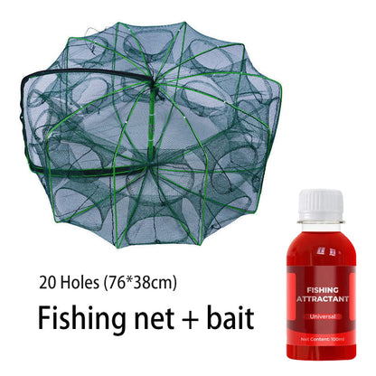 Catch More Fish Effortlessly – Auto-Foldable Multi-Hole Fishing Trap Net