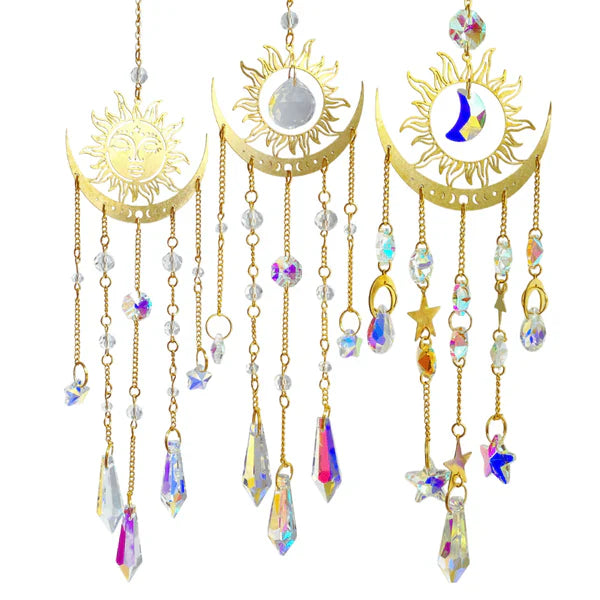✨Flame Moon AB Color Crystal Pointed Bead Wind Chime Sun Catcher Pendant, ☀️ Una Colección para Llenar tu Vida de Luz✨