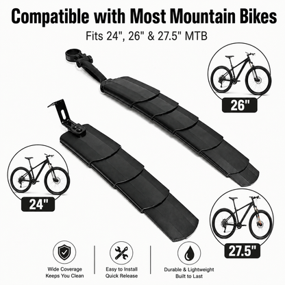 Retractable Bike Fender Set for Mountain Bikes for 24/26/27.5 Inch Bikes