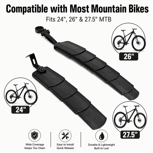 Retractable Bike Fender Set for Mountain Bikes for 24/26/27.5 Inch Bikes