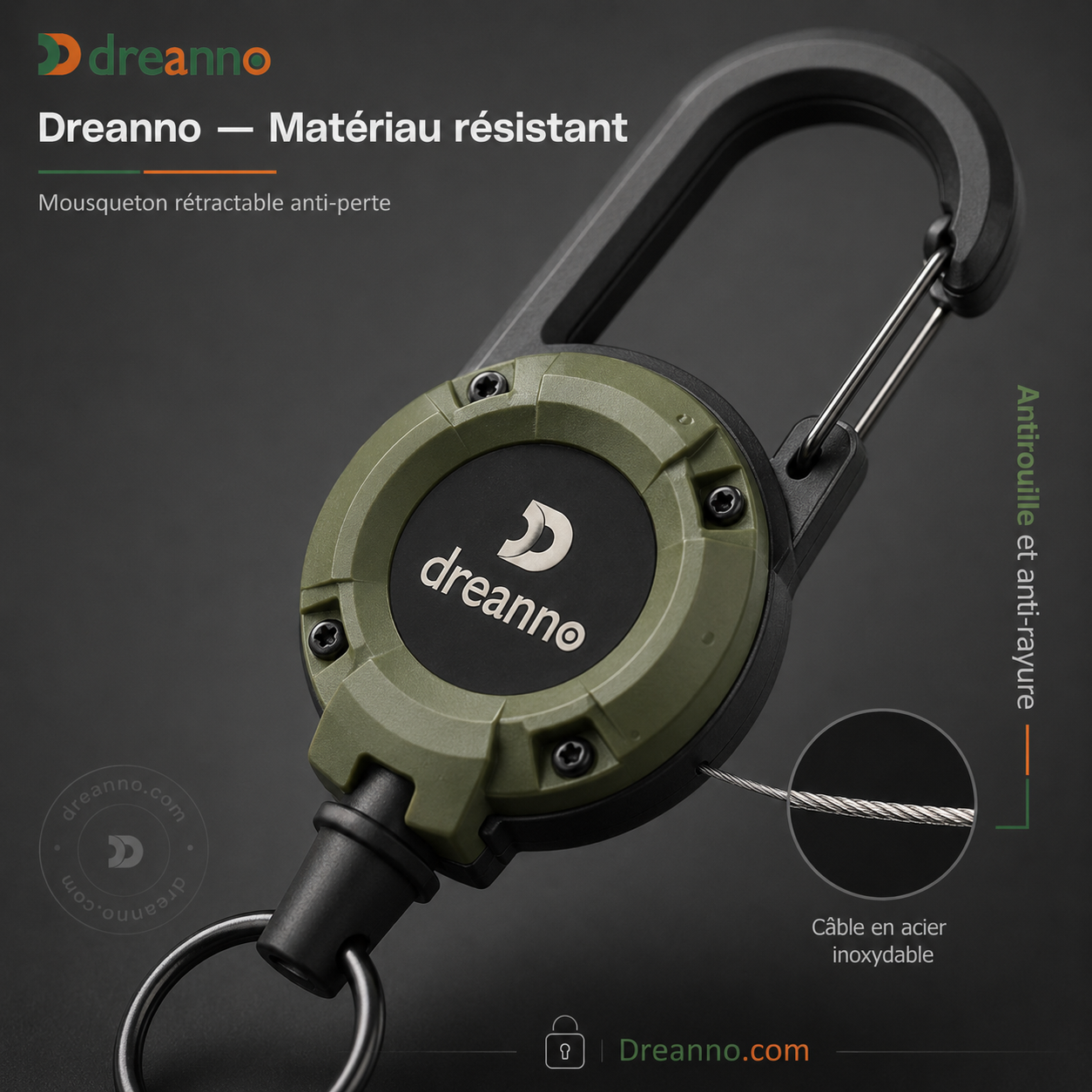 💥DERNIER JOUR DES SOLDES : 50 % DE RÉDUCTION💥🏆Porte-clés avec mousqueton rétractable 🎣 – Cordon en acier de 65 cm, porte-badge robuste, accessoire EDC léger pour clés, cartes d'identité et usage en extérieur