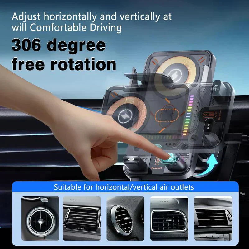 🚗40% OFF!📱 2-in-1 Car Phone Holder & Wireless Charger – 360° Rotation, Strong Grip & Fast Charging 🔋