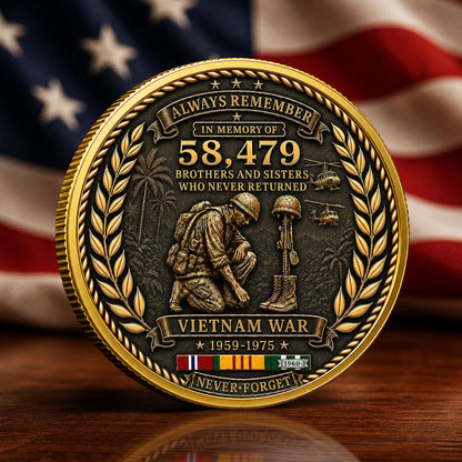 Vietnam Veteran 250th Anniversary Commemorative Coin 2 Side,  58,479 Gave All, Gift For Veteran