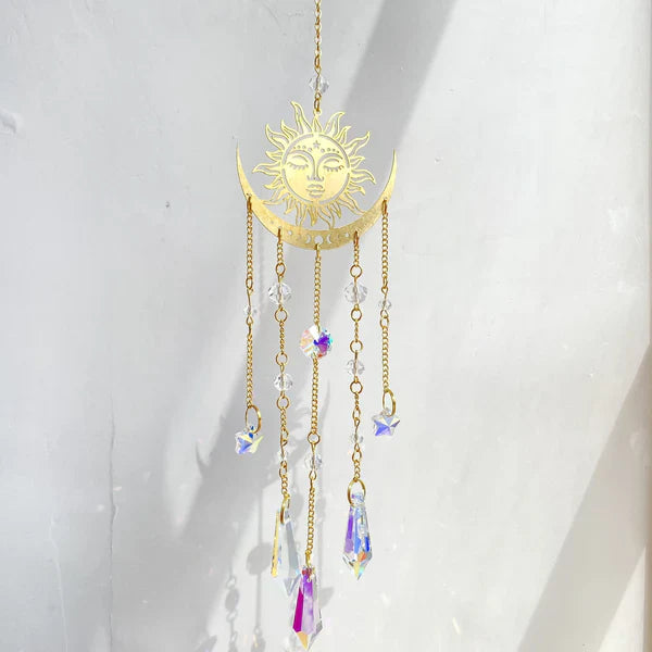 ✨Flame Moon AB Color Crystal Pointed Bead Wind Chime Sun Catcher Pendant, ☀️ Una Colección para Llenar tu Vida de Luz✨