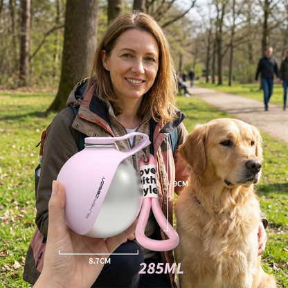 2-in-1 Dog Travel Water Bottle – Leakproof Stainless Steel Bottle with Silicone Bowl.
