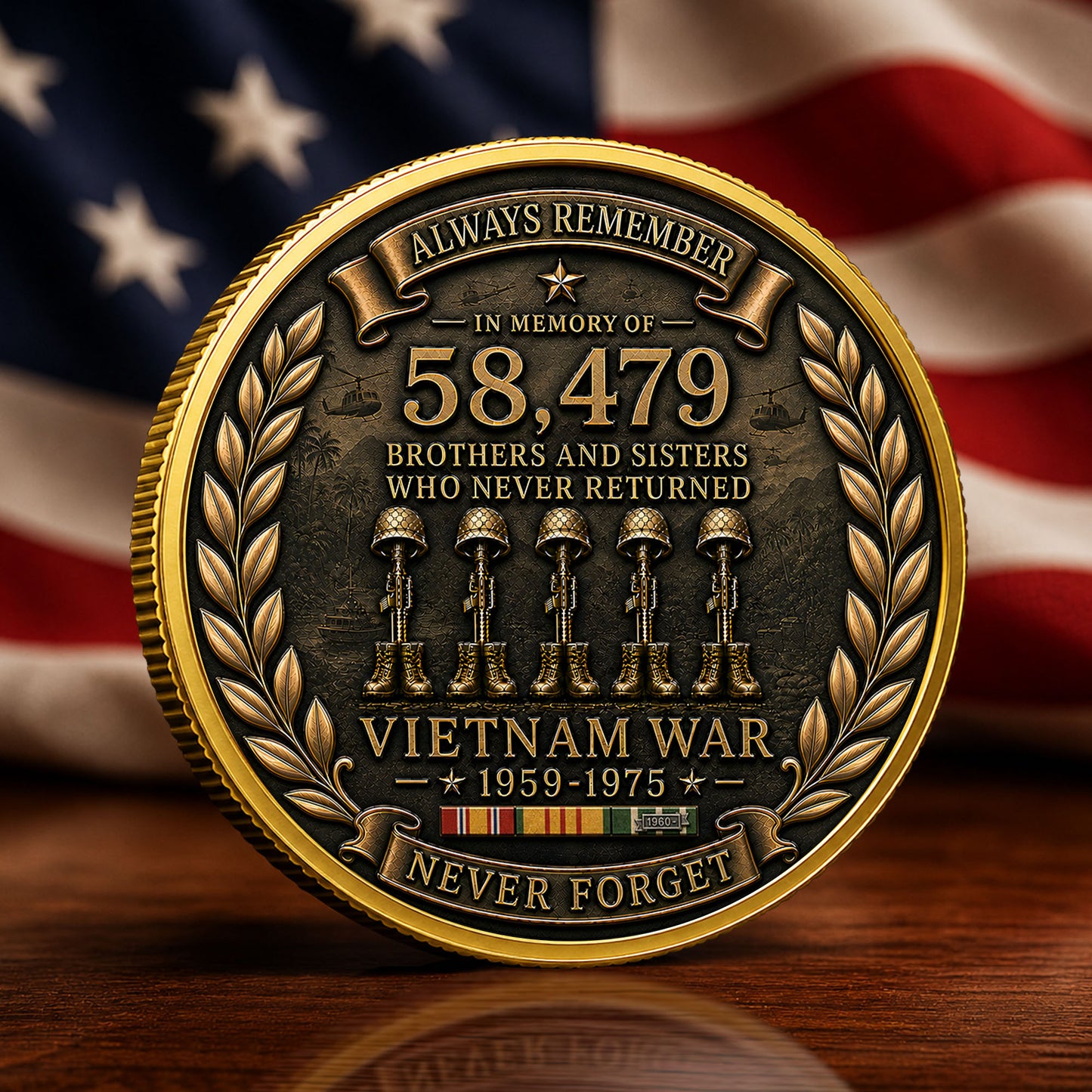 Vietnam Veteran America 250th Anniversary Commemorative Coin 2 Side, All Gave Some 58,479 Gave All, Veteran Gifts