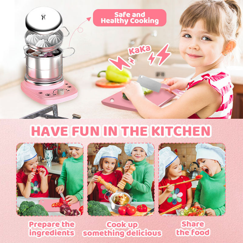 🎁🍳ROSOPLTM Children's Real Cooking Mini Kitchen Toys - 22 PCS Set.