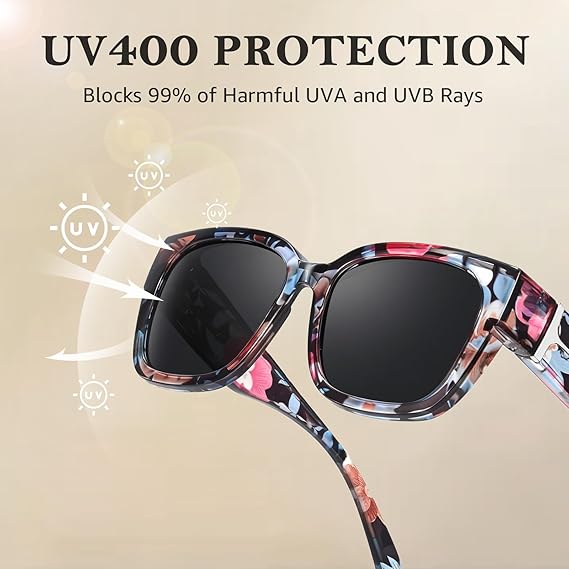 🕶️ Polarized Fit Over Sunglasses for Women – UV400 Protection Floral Frame Wear Over Prescription Glasses.
