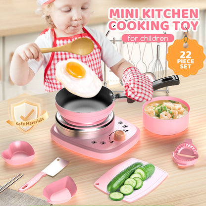 🎁🍳ROSOPLTM Children's Real Cooking Mini Kitchen Toys - 22 PCS Set.
