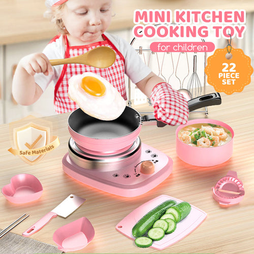 🎁🍳ROSOPLTM Children's Real Cooking Mini Kitchen Toys - 22 PCS Set.