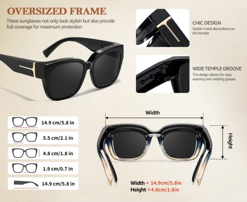🕶️ Polarized Fit Over Sunglasses for Women – UV400 Protection Floral Frame Wear Over Prescription Glasses.