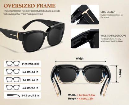 🕶️ Polarized Fit Over Sunglasses for Women – UV400 Protection Floral Frame Wear Over Prescription Glasses.