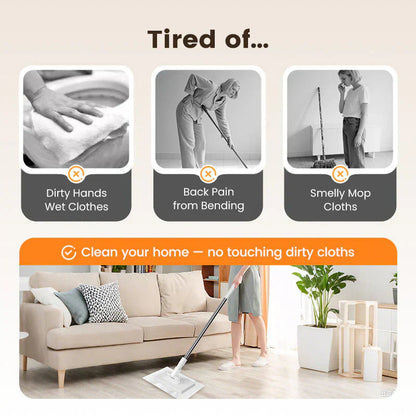 🔥Hot Sale 50% OFF🔥ROSOPLTM Flat Mop with Stainless Steel Handle, come with Reusable Washable Mop Cloths🏆.