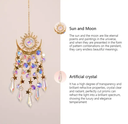 ✨Flame Moon AB Color Crystal Pointed Bead Wind Chime Sun Catcher Pendant, ☀️ Una Colección para Llenar tu Vida de Luz✨