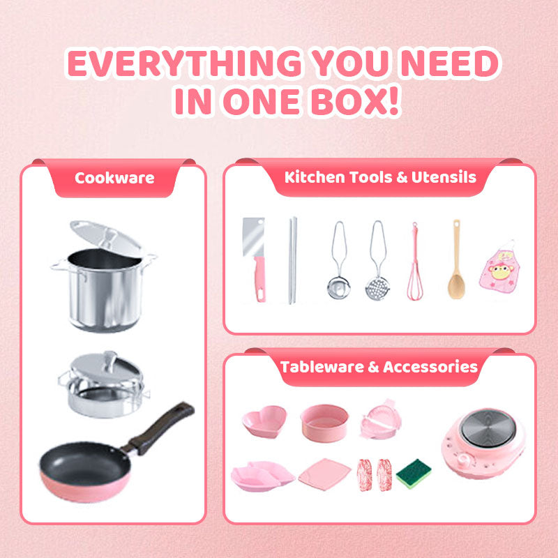 🎁🍳ROSOPLTM Children's Real Cooking Mini Kitchen Toys - 22 PCS Set.