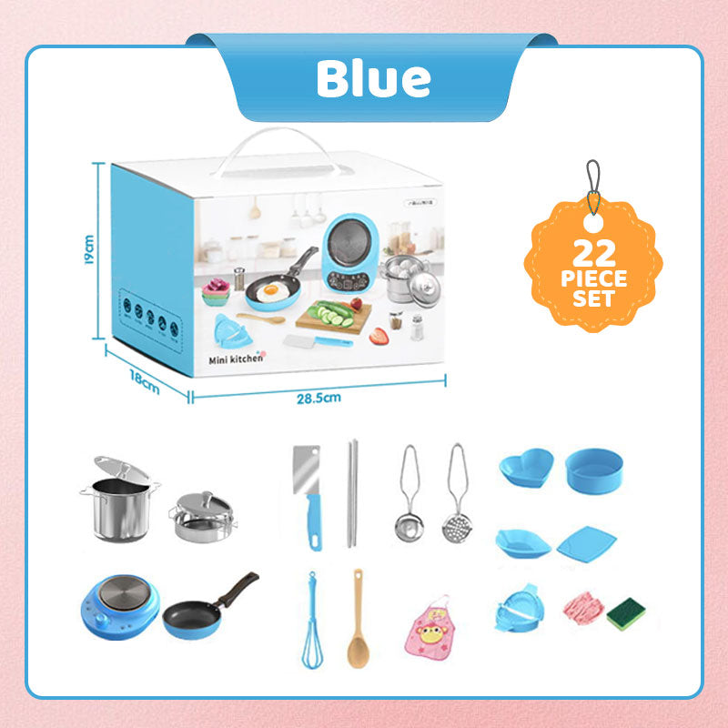 🎁🍳ROSOPLTM Children's Real Cooking Mini Kitchen Toys - 22 PCS Set.
