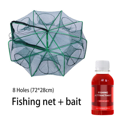 Catch More Fish Effortlessly – Auto-Foldable Multi-Hole Fishing Trap Net