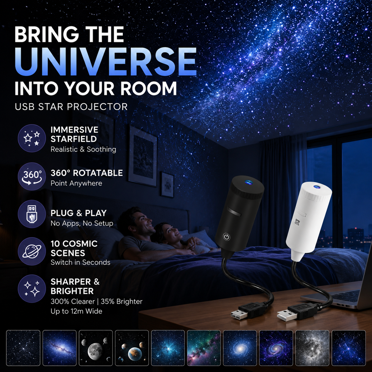 📢Comprar 2 Descuento 20%✨ Proyector HD de Estrellas Plug-and-Play 🌟🥳 Más de 50.000 usuarios satisfechos