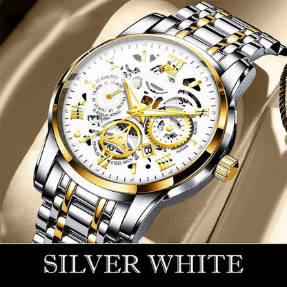 🔥Men's Waterproof Roman Skeleton Automatic Mechanical Watch