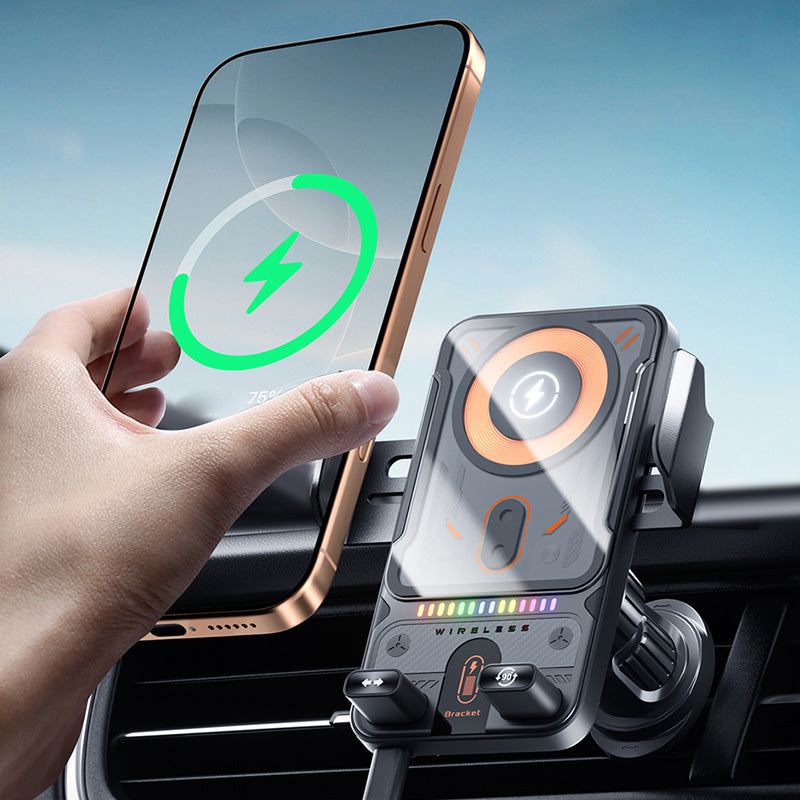 🚗40% OFF!📱 2-in-1 Car Phone Holder & Wireless Charger – 360° Rotation, Strong Grip & Fast Charging 🔋