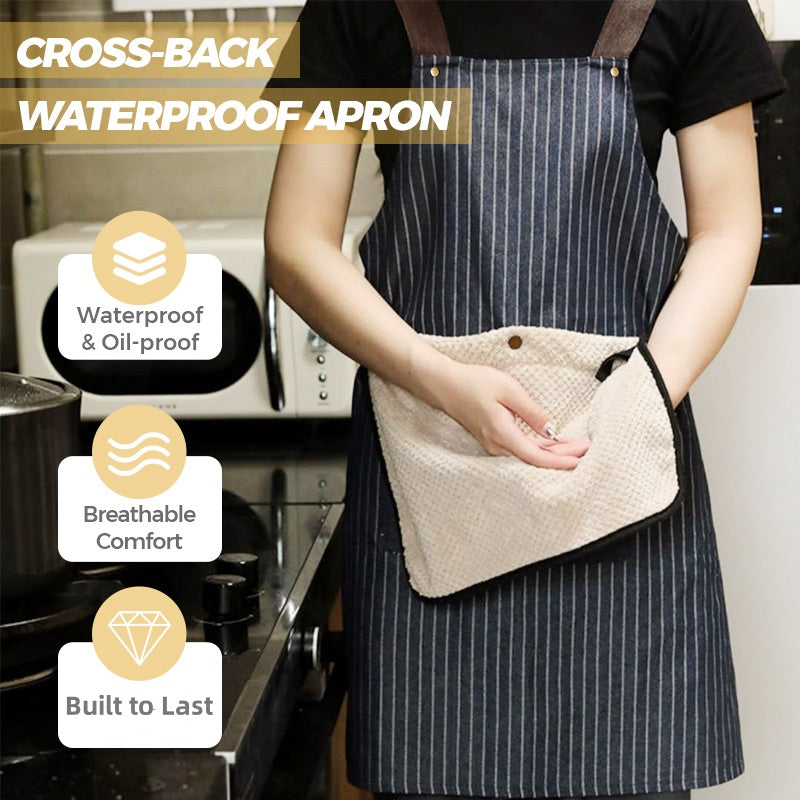 ⏳Limited-time 50% off⏰Cross-Back Waterproof Apron with Detachable Hand Towel🛡️💦