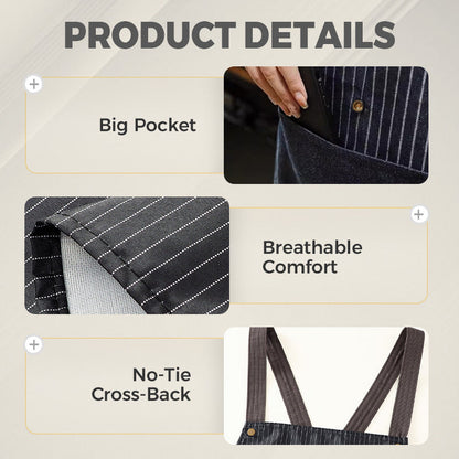 ⏳Limited-time 50% off⏰Cross-Back Waterproof Apron with Detachable Hand Towel🛡️💦