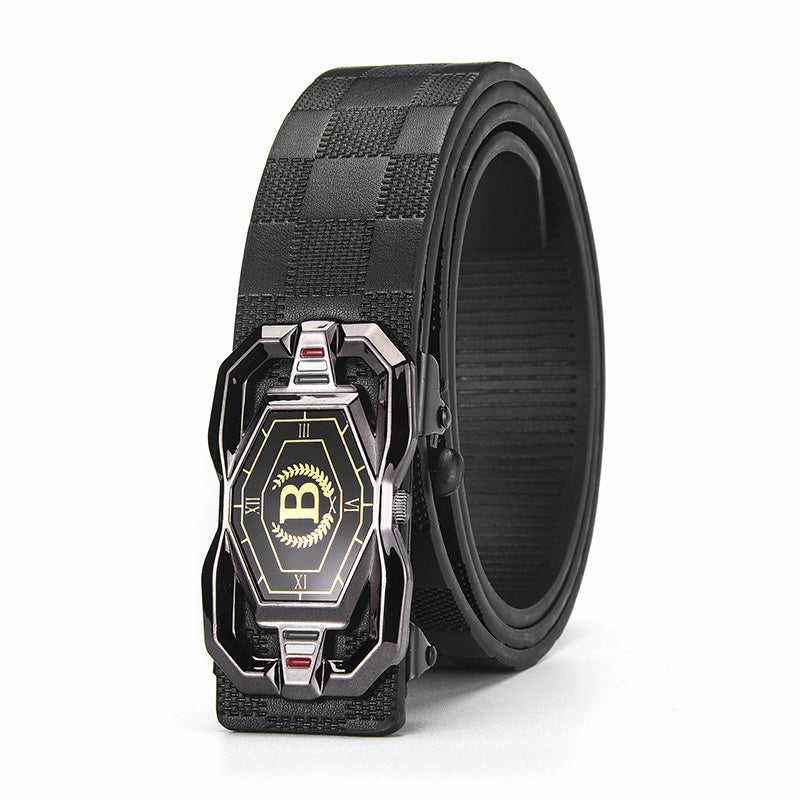 📢📢50% OFF !! ⏰Leather belt for men with elegant crocodile leather pattern, with automatic buckle and made of cowhide.