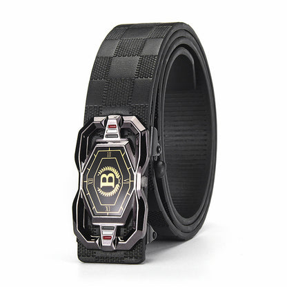 📢📢50% OFF !! ⏰Leather belt for men with elegant crocodile leather pattern, with automatic buckle and made of cowhide.