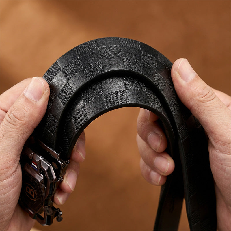 📢📢50% OFF !! ⏰Leather belt for men with elegant crocodile leather pattern, with automatic buckle and made of cowhide.