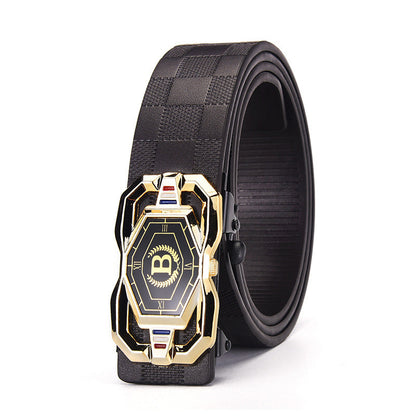📢📢50% OFF !! ⏰Leather belt for men with elegant crocodile leather pattern, with automatic buckle and made of cowhide.