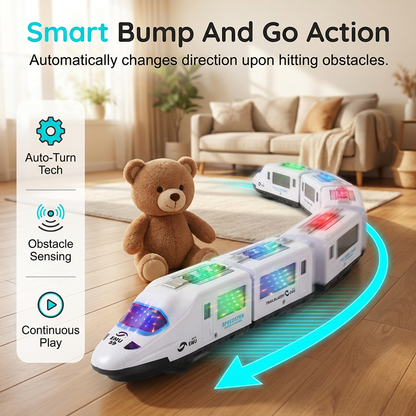 🚂 LIMITED-TIME 50% OFF! ✨ Electric Bullet Train Toy – Light-Up, Bump & Go, with Music 🎶.