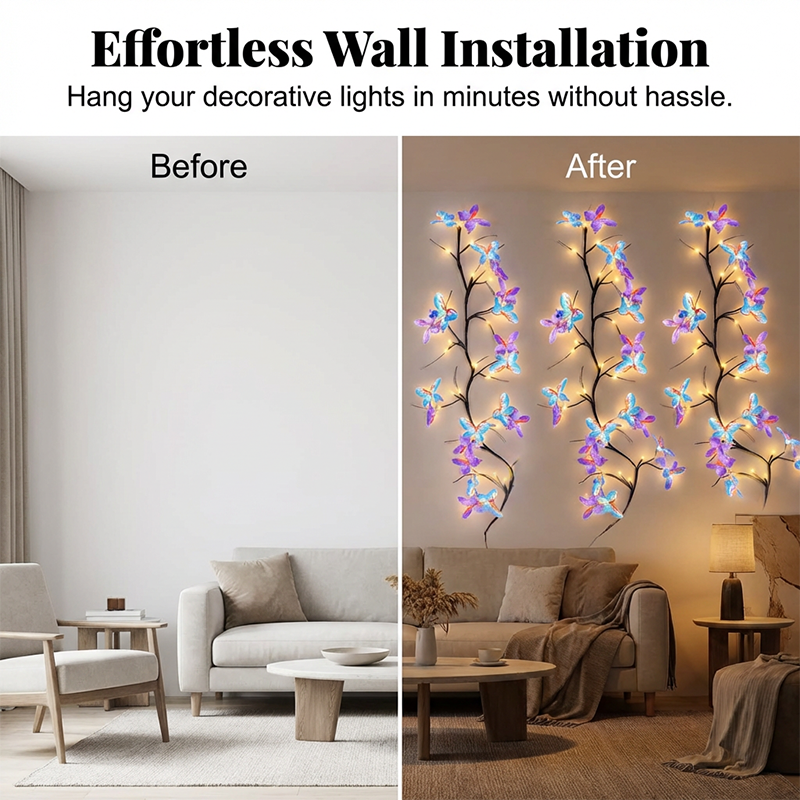 ⏳LAST DAY SALE 50% OFF !!📢Romantic Butterfly Vine LED Lights Perfect For Bedroom, Garden, Wedding & Party Decor! 💡🌸🌙